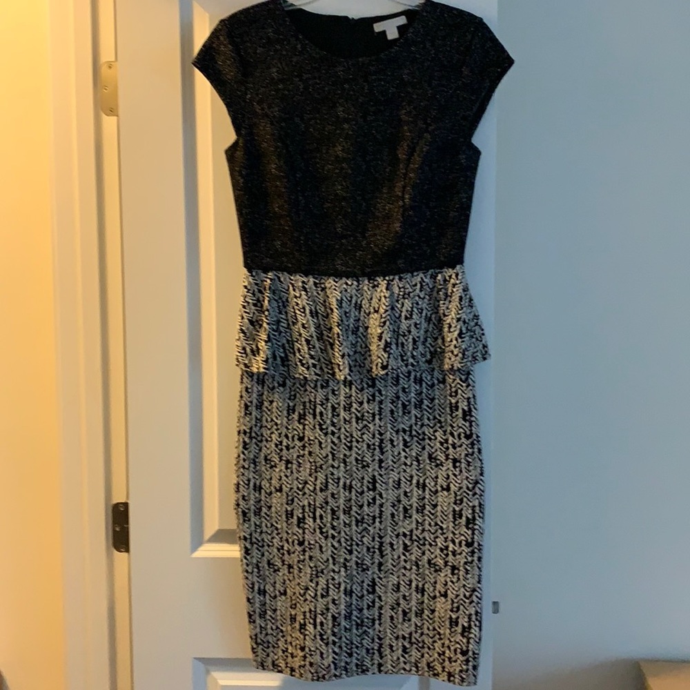 New York & Company Black & White peplum dress